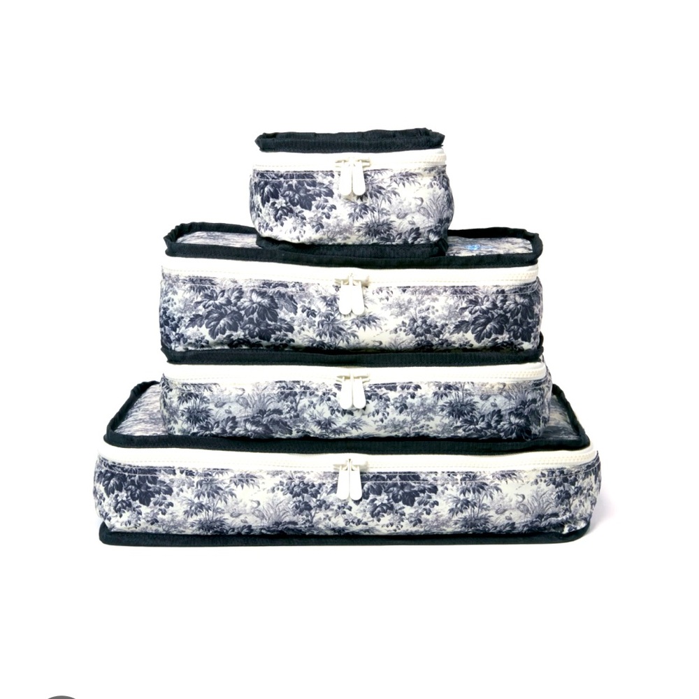 Black Toile Nylon Packing Cubes Set (Tuckernuck x Neely & Chloe)